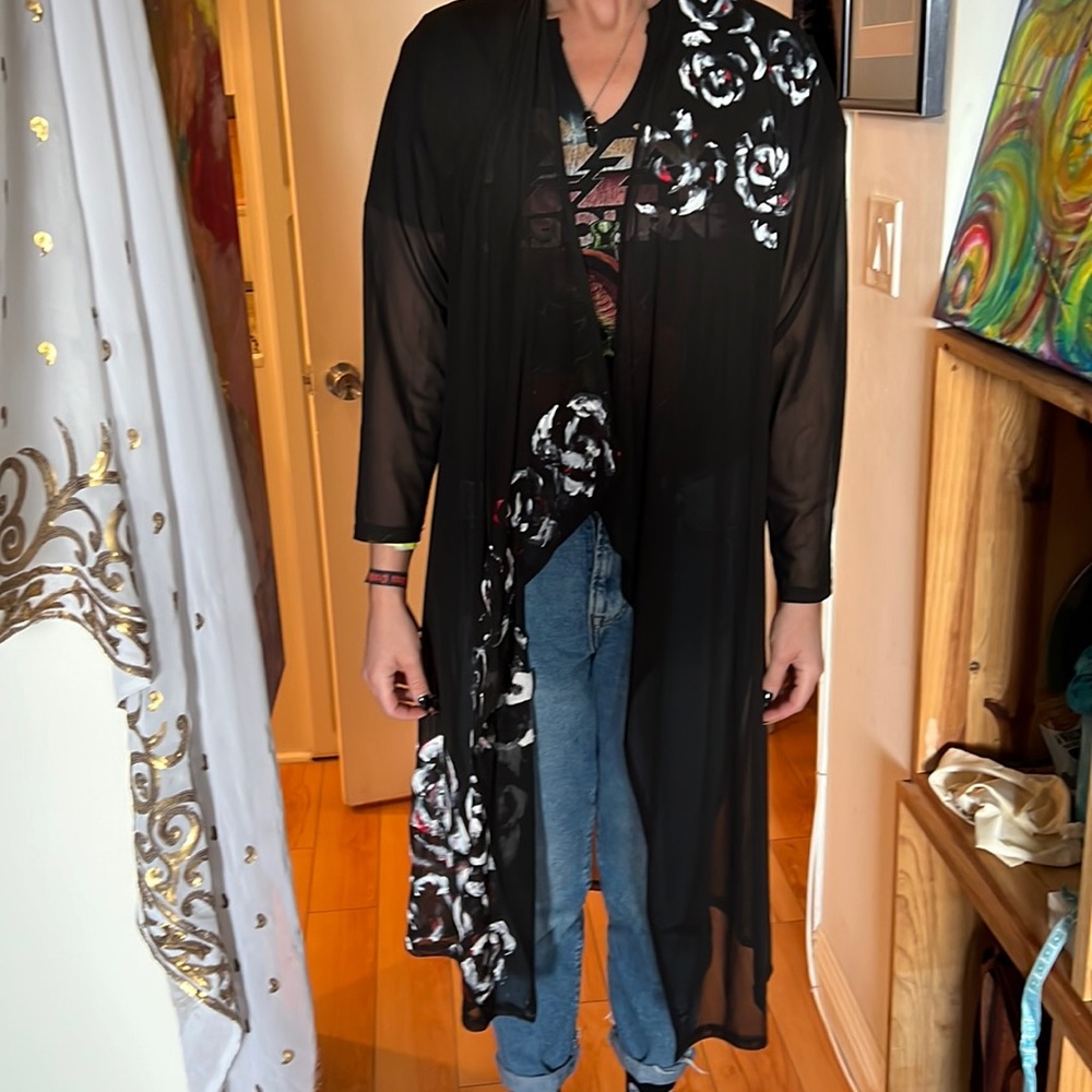 Hand painted mesh cardigan